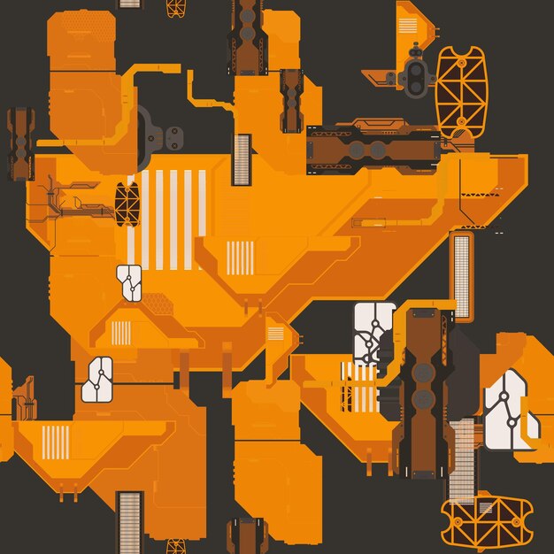 An orange and black graphic with the words