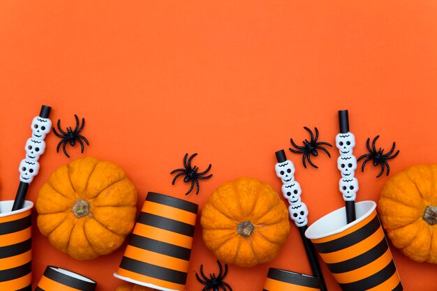 Orange and black happy halloween party background