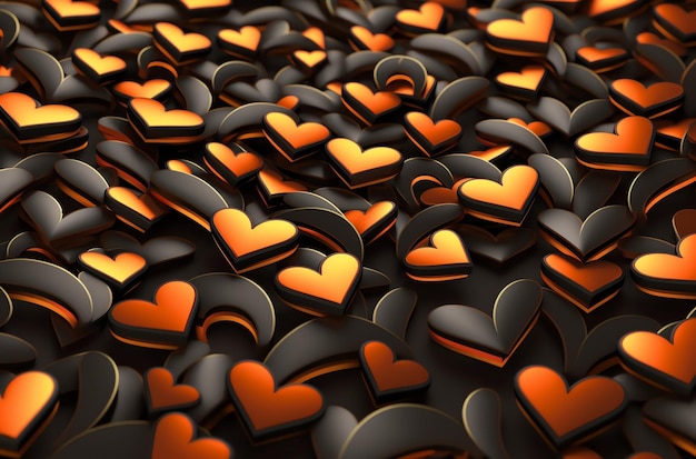 Orange and black hearts wallpapers that say love