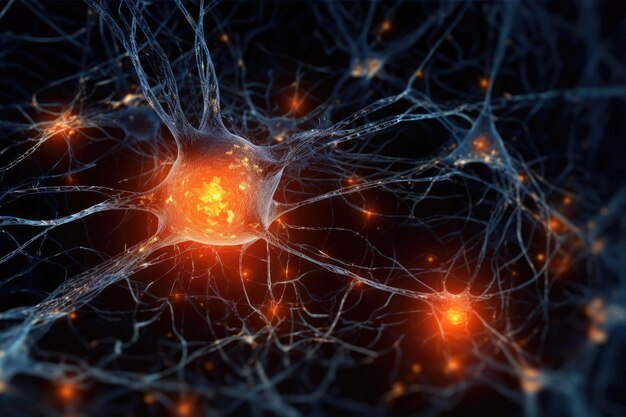 orange black neurons 3d