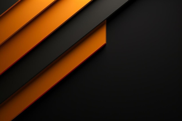 Photo orange and black stairs with orange lines on a black background