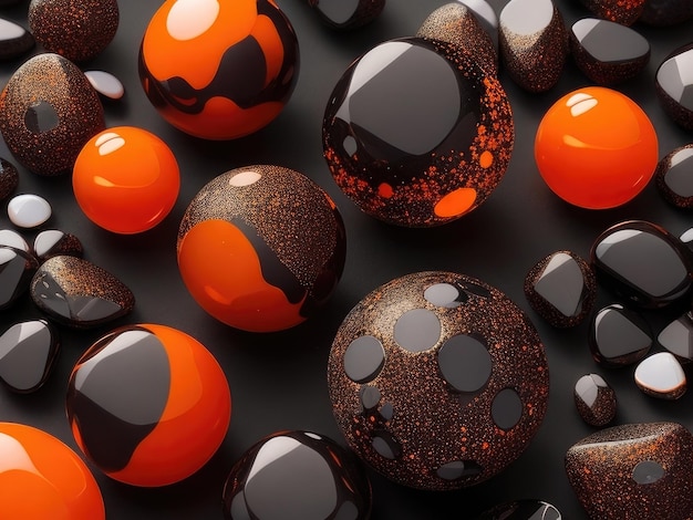 Orange and black stones background