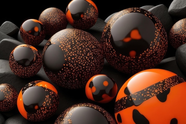 Orange and black stones background