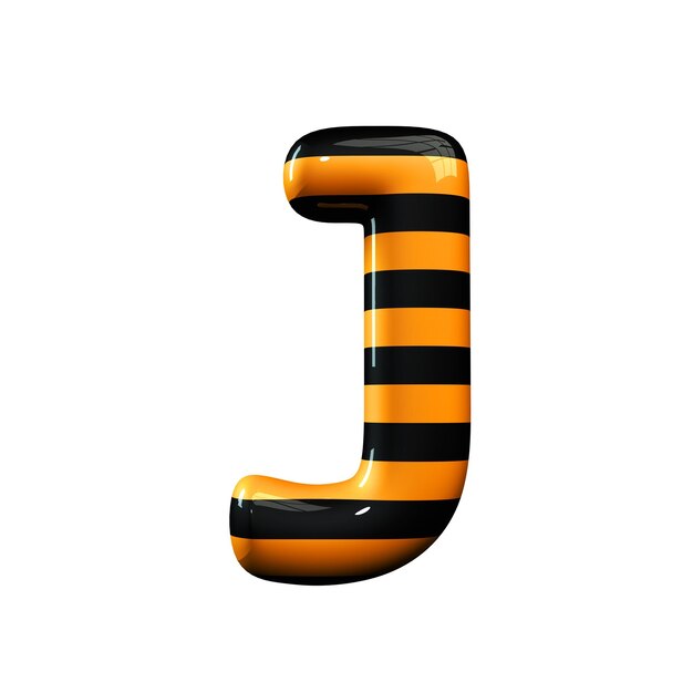 Оранжево-черная полосатая буква J на Хэллоуин