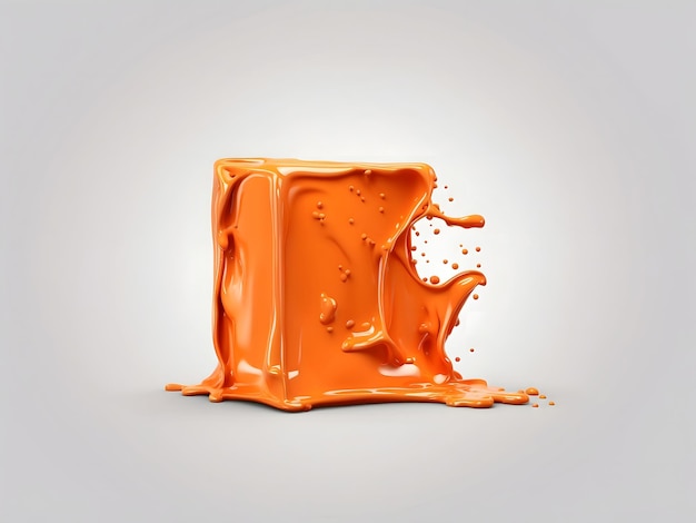 Orange block of paint isolated on transparent background