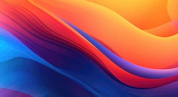 An orange and blue abstract background with a blue wave.