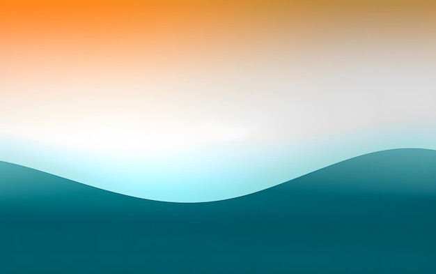 An orange and blue background with a blue wave.