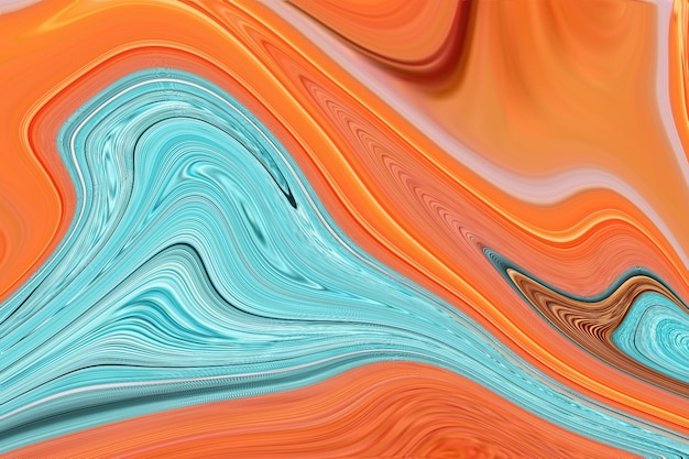 Orange and blue background with a swirly pattern.