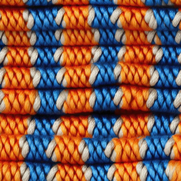Оранжево-синий узор из веревок крупным планом, очень подробная плитка, бесшовный фон, генеративный AI