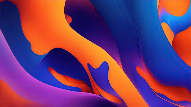 Orange blue purple color flow abstract background