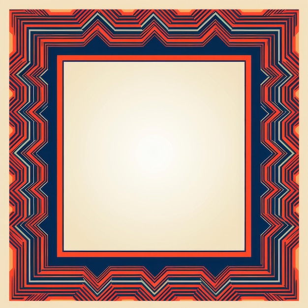 an orange blue and red frame with an abstract pattern