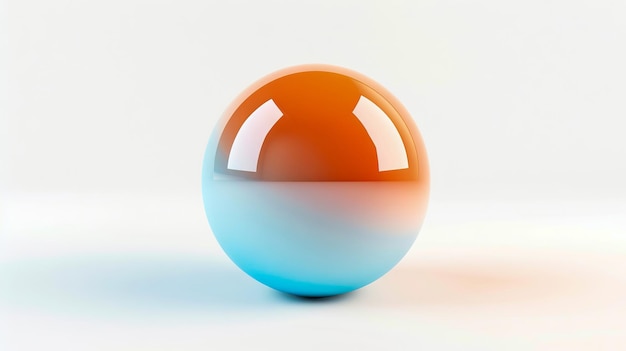 An orange and blue sphere on a white background
