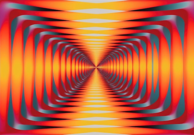 Photo an orange and blue tunnel with a curved design