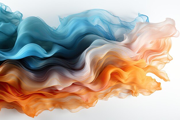 Orange and blue wave and smoke in light background