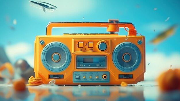 Premium Photo | An orange boom box