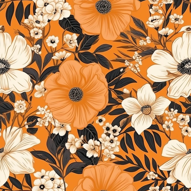 Orange Botanical botanical organize establishment sensible for shape prints Seamless pattern AI Generated