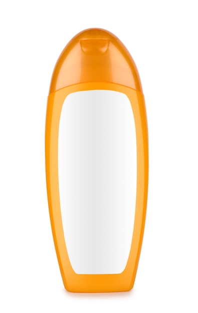 Orange bottle of shampoo