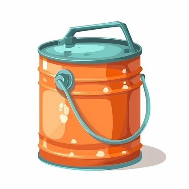 Orange bucket with a handle on a white background