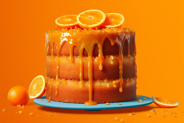 Photo orange cake delicious dessert for culinary book ai generated