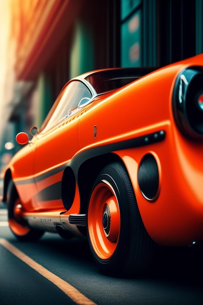 Orange car on the street wallpapers