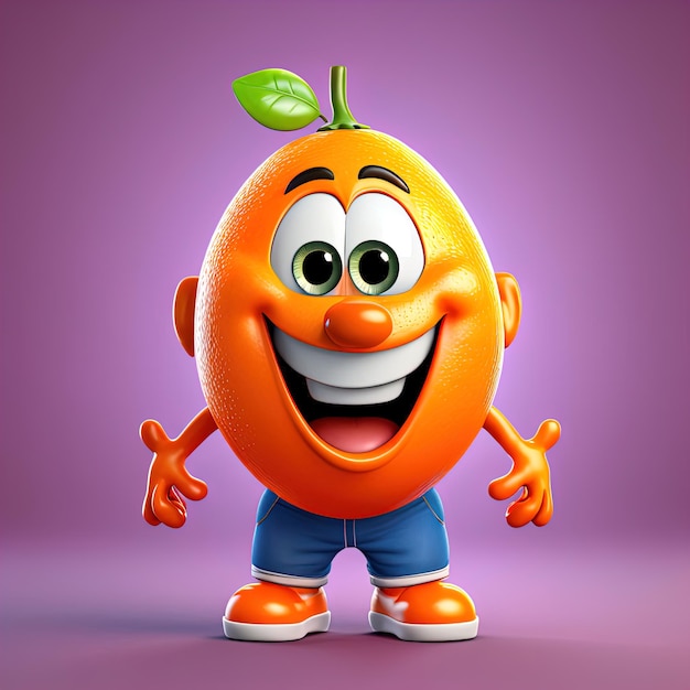 orange cartoon character is smiling