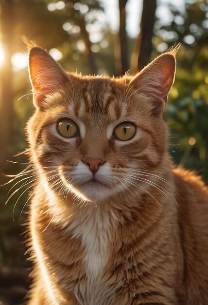 Orange cat under the sun