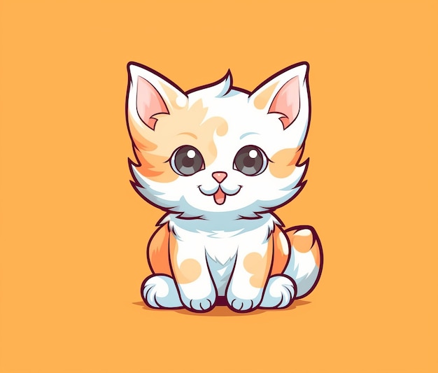 Orange cat with blue eyes sitting on an orange background.