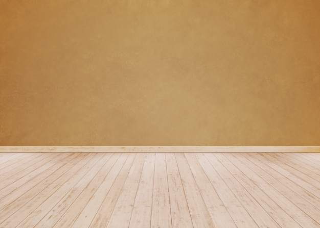 Orange cement wall with Wooden floor 