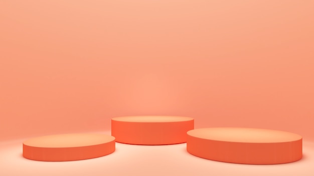 Orange circle mockup on Orange background.3d rendering