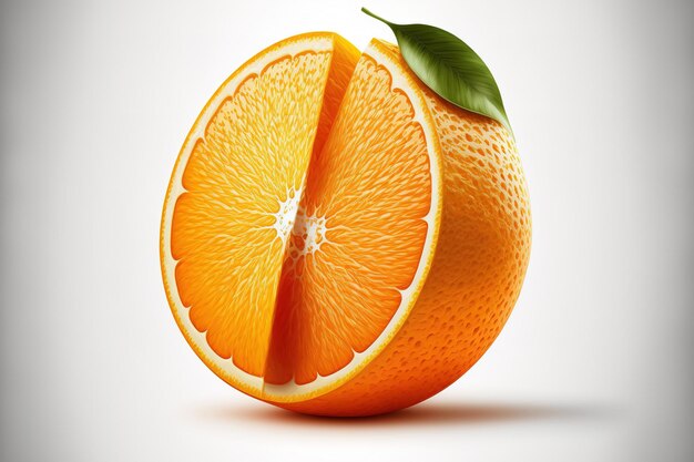 Orange citrus fruit half ripe isolated on white background