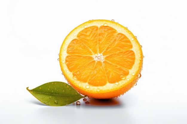 Orange citrus with drops on white background Orange juice Generative ai