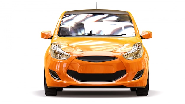 Оранжевый городской автомобиль с блестящей поверхностью