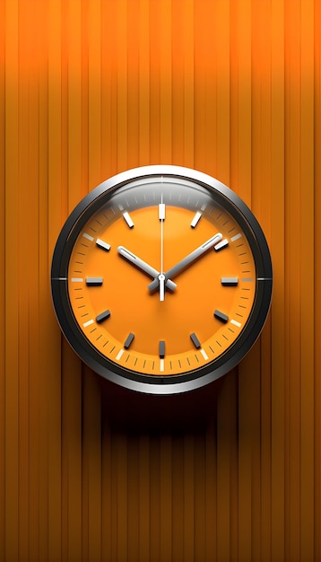 An orange clock on wall