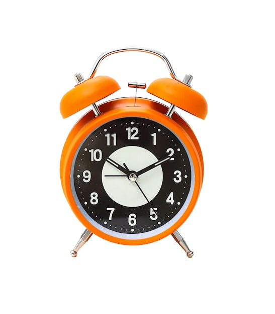 Orange clock white isolated background