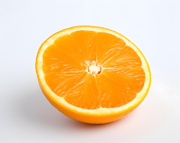 An orange in closeup with a white background Generative AI