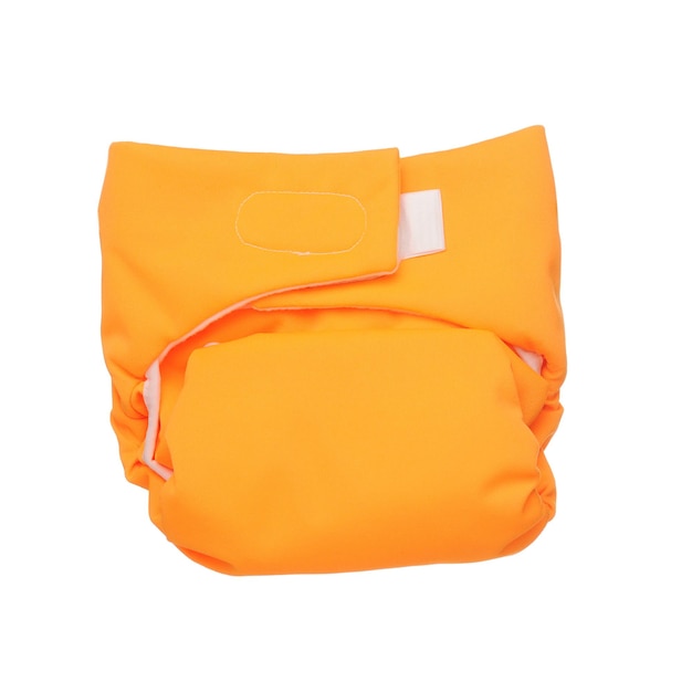 Orange cloth diaper isolated on white background