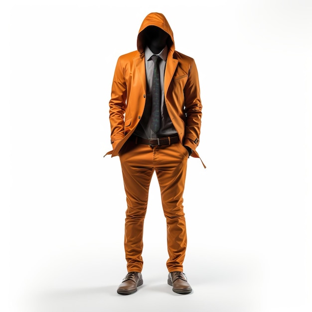 Orange clothes man on white background isolated high qual