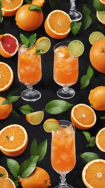 Orange cocktail concept of fresh delicious summer citrus cocktail