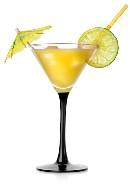 Orange cocktail in a glass isolated on a white background