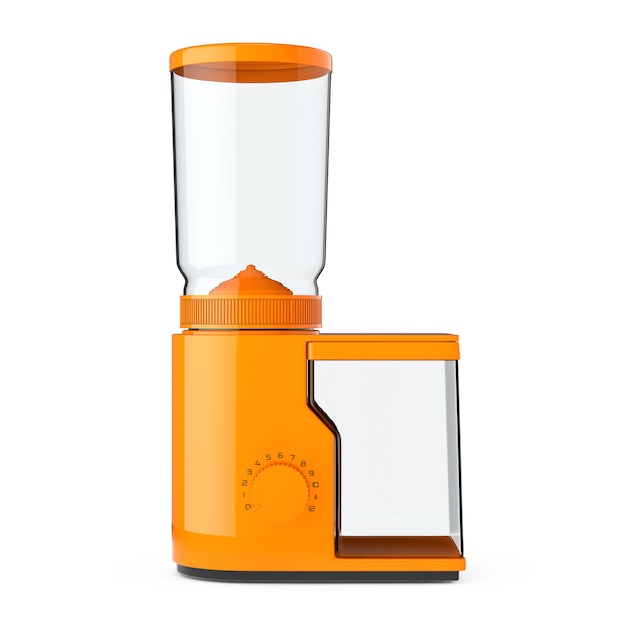 Orange Coffee Grinder on a white background. 3d Rendering