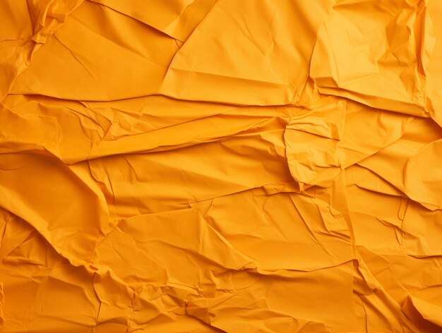 Orange color crumpled paper texture background