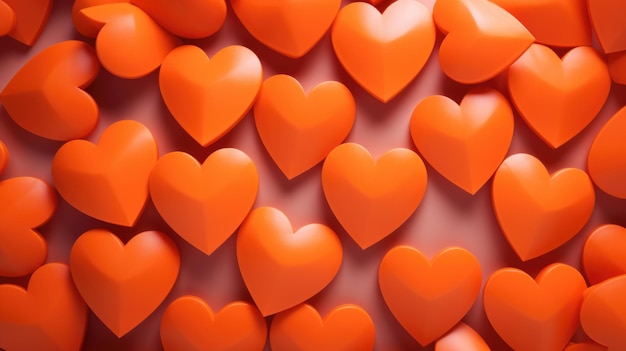 Orange Color Hearts as a background