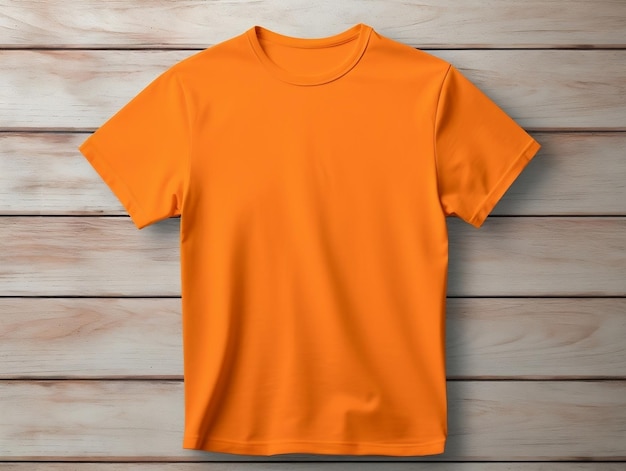 写真 オレンジ色の男性のtシャツモックアップ