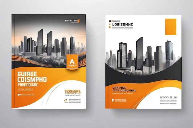 Orange Color Scheme with City Background Business Book Cover Design Template in A4