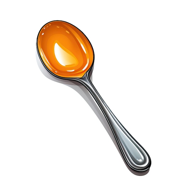 Orange color Spoon handdrawn vector white background iso