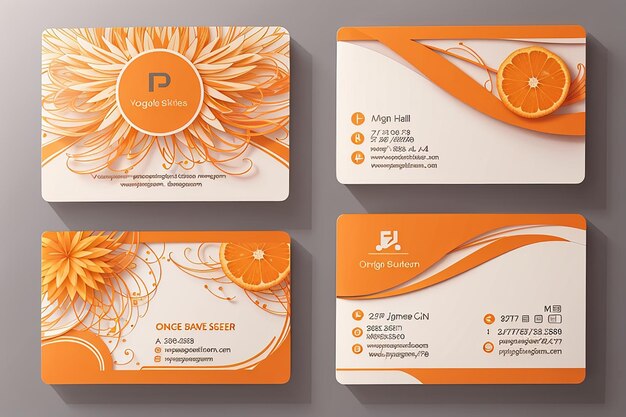 Photo orange colored double sided vector business card design for any kind of use