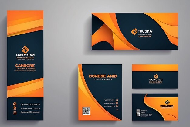 Orange colored doublesided business card vector design