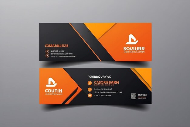 Photo orange colored doublesided business card vector design