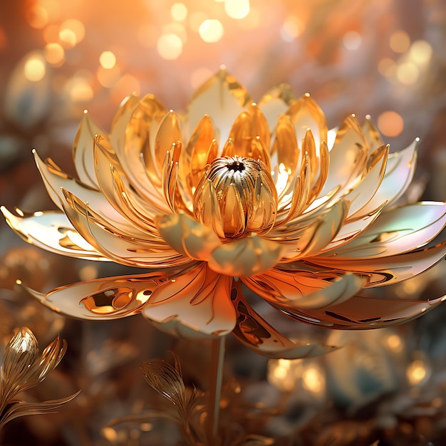 orange colorful flowers in futuristic floral background Beautiful blooming