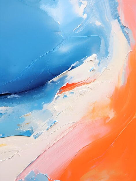 Orange Colors And Blue Abstract Painting